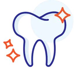 Dental icon of a tooth with sparkles representing teeth whitening services in Concord, NC