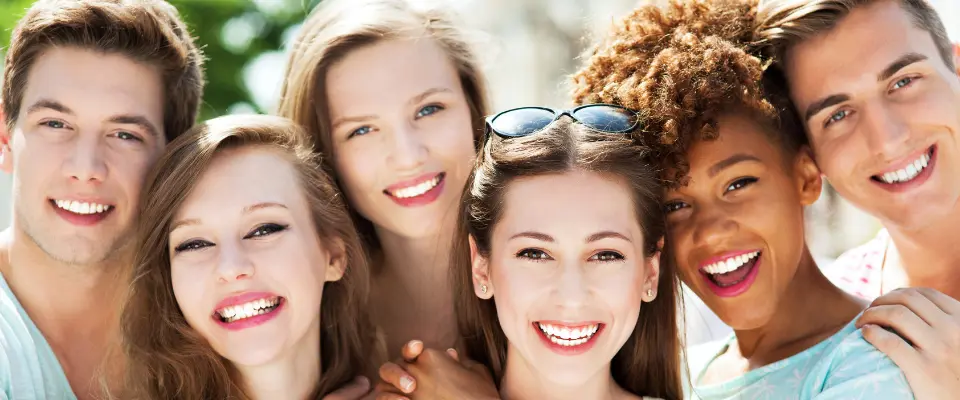 Smiling Group of patients with white teeth