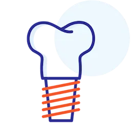 Dental icon of a tooth with an implant screw representing dental implants in Fort Mill, SC